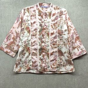 Harmony & Vine Floral Paisley Cotton Top Size Large